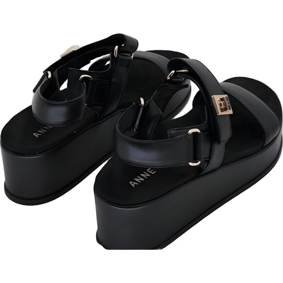 Anne Klein Verse Double Strap Platform Wedge Sandals Black Women's US 7M - Picture 3 of 6